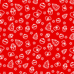 Seamless Christmas white icons 