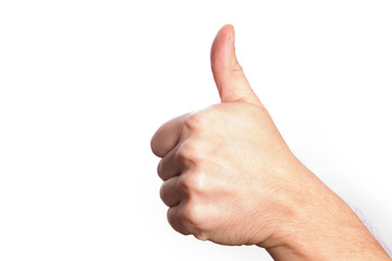 Männliche Hand Schild , Daumen nach oben. 