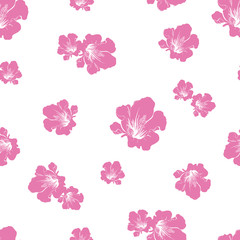 Floral seamless pattern with isolated red flowers on white background