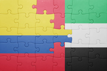 puzzle with the national flag of united arab emirates and colombia
