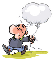 Cartoon Man clutching his Idea.