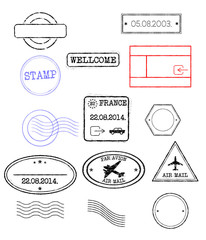 collection of vector grunge realistic stamps. All stamps are on separate layers and can easily be isolated, changed or some part of it removed. 