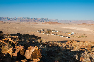 Lodge in der Namib-Wüste / Panoramablick
