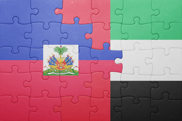 puzzle with the national flag of united arab emirates and haiti