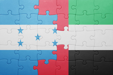 puzzle with the national flag of united arab emirates and honduras