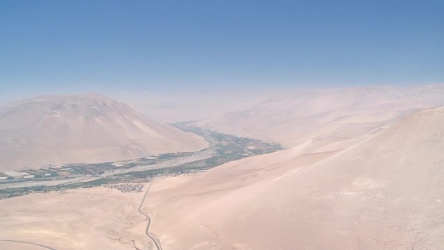 View to the mountains and valley at 3500 meters above sea level near the town of Putre, Chile.