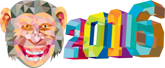 Year of the Monkey 2016 Low Polygon