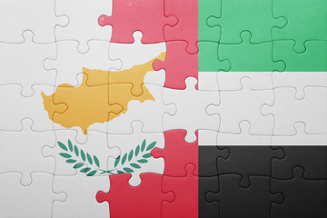 puzzle with the national flag of united arab emirates and cyprus
