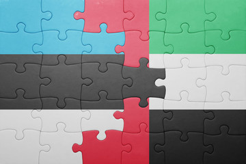 puzzle with the national flag of united arab emirates and estonia