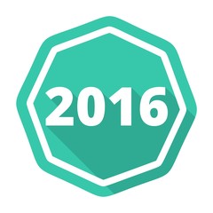 2016 icon with long shadow, Happy new year