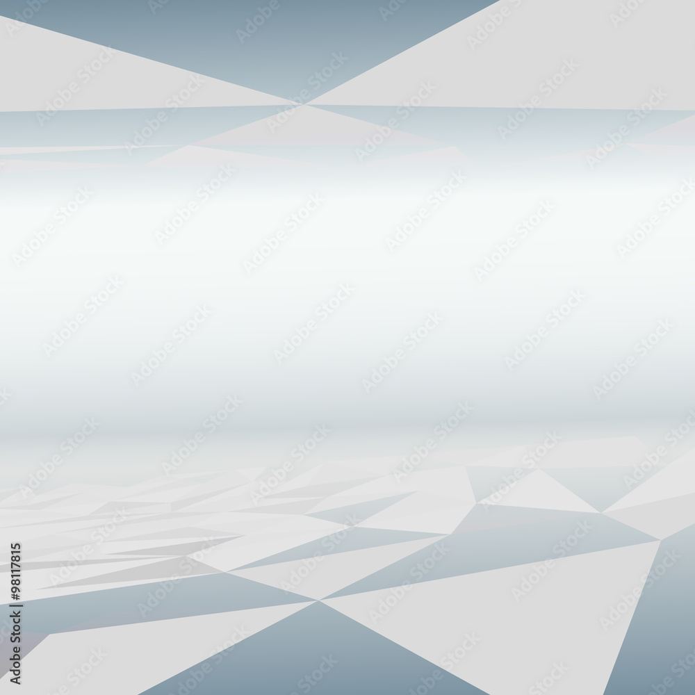 Poster abstract triangle tiled floor and ceiling with a perspective room