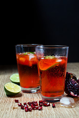 red Mojito with fresh berries and pomegranate.