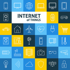 Vector Line Art Internet of Things Icons Set