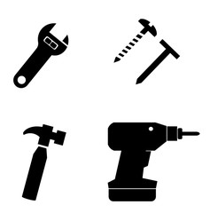 Outils de bricolage en 4 icônes