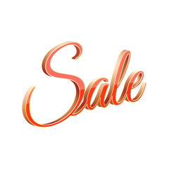 3d red and gold sale template on wite background