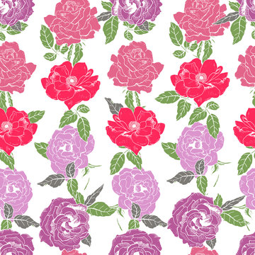 Floral seamless pattern with roses