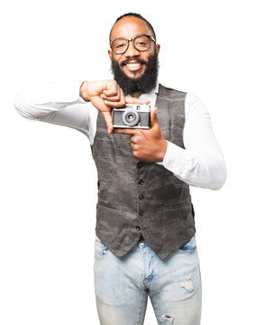 business black man with a camera