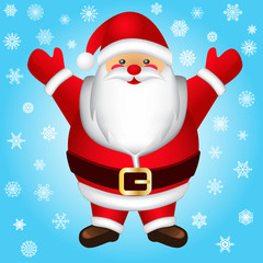 Santa Claus and snowflakes set. Vector illustration.