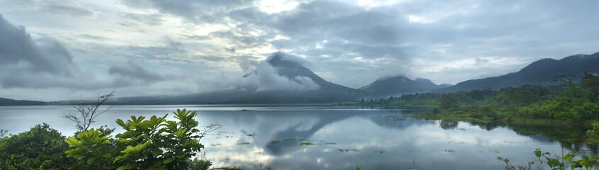 Panoramic View Of Lake Arenal and Arenal Volcano