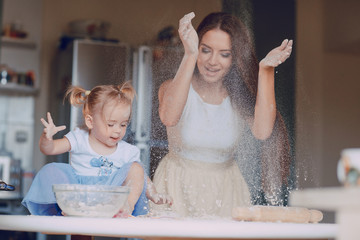 mother and daughter in the kitchen