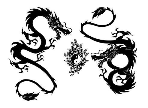 dragon and yinyang tattoo