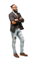 full body cool black man standing