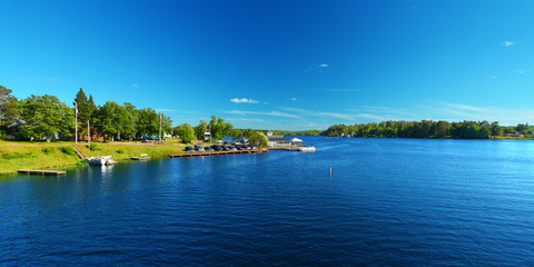 Fototapeta na wymiar Lake Minocqua is located in northwoods Wisconsin and is a popular summer vacation destination