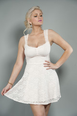 Naklejka premium Blond Young Model in Lace