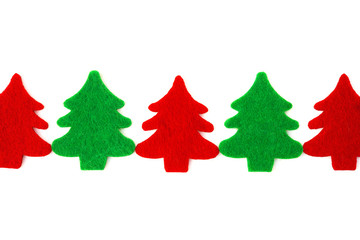 red and green christmas trees on white