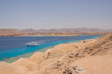 Big white boat in Red Sea.