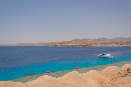 Big white boat in Red Sea.