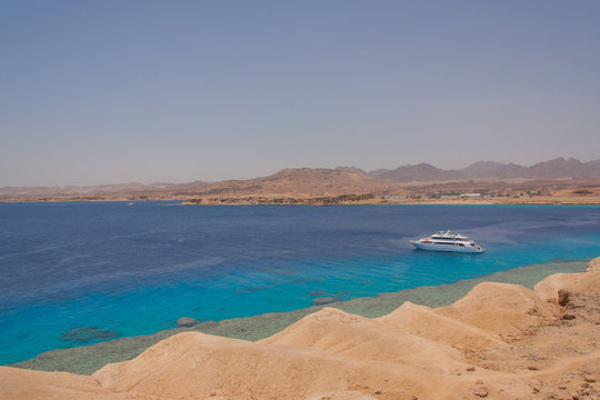 Big white boat in Red Sea.