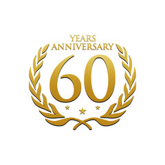 Simple Wreath Anniversary Gold Logo 60