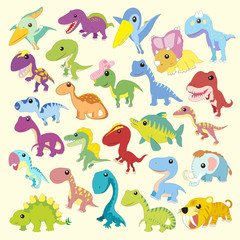 Obraz premium cartoon dinosaur collections set
