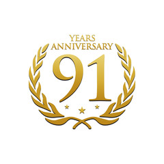 Simple Wreath Anniversary Gold Logo 91 - obrazy, fototapety, plakaty