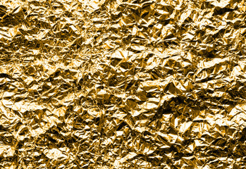 Crumpled Aluminum Foil Background Texture - in Gold Color
