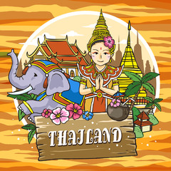Naklejka premium adorable Thailand travel poster