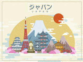 lovely Japan travel poster - obrazy, fototapety, plakaty