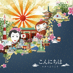 beautiful Japan travel map