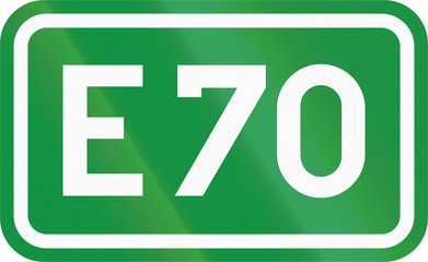 Slovenian road sign - E Route number 70