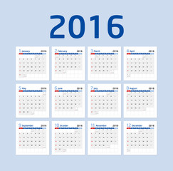 Calendar 2016 - Blue 