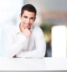 man thinking on a table
