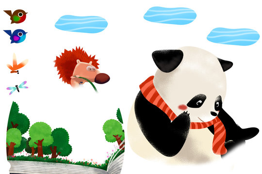 Clip Art Set: Forest Animals. Realistic Fantastic Cartoon Style Artwork / Story / Scene / Wallpaper / Background / Card Design
