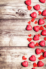 Valentines Day background with hearts. With copy space. With tin