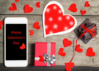 Smartphone mock up template for Valentine's day with heart shape