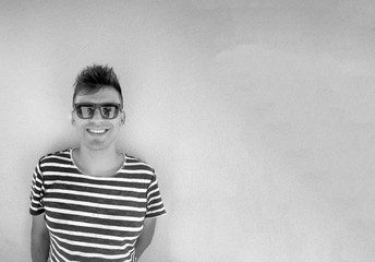 profile of handsome man on gray background