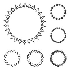 Set of hand drawn frames isolated on white background.