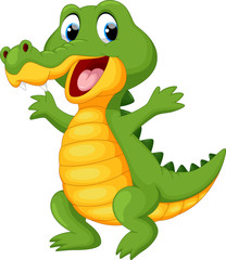 Obraz premium Szczęśliwy kreskówka krokodyl zabawy