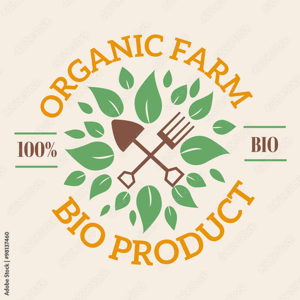 Wall mural Natural eco organic product label badge vector icon