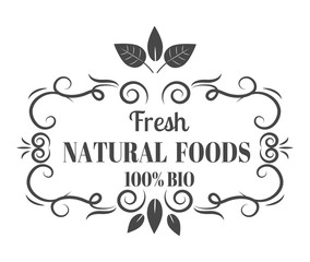 Natural eco organic product label badge vector icon